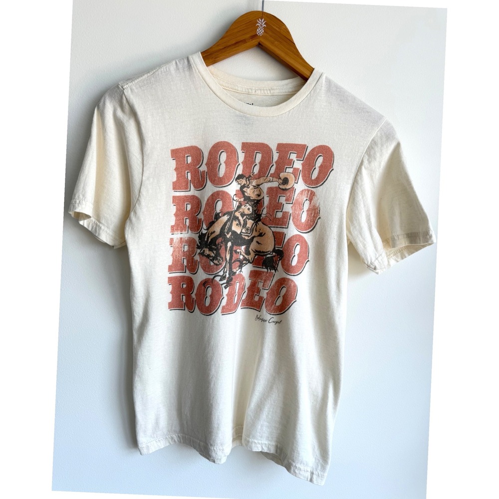 Bohemian Cowgirl Jackson Hole Desert Rodeo Graphic Tee Cream Size Small